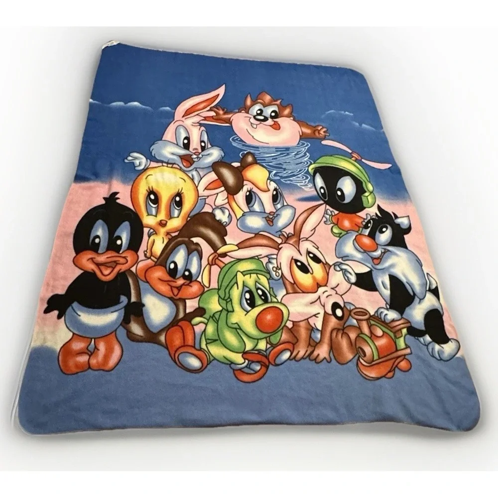 Vintage Baby Looney Tunes Blanket Large Lola Tweety Taz 78 x 57 Paul Stuart Rare